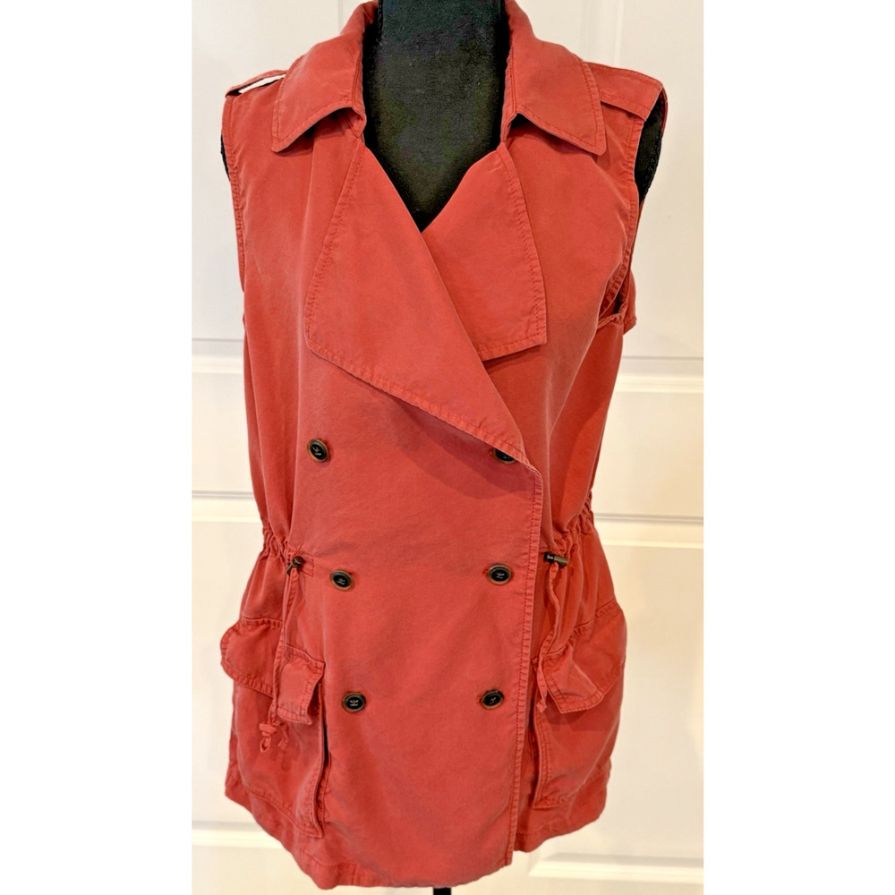 Banana Republic Drapey Vest Double Breasted Safari Classic Salmon Women's Sz Med